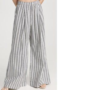 Apiece Apart Gray/White Stripped Cotton Suerte Wide Leg Pants Size Small